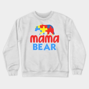 Mama Bear Autism Awareness Gift for Birthday, Mother's Day, Thanksgiving, Christmas Crewneck Sweatshirt